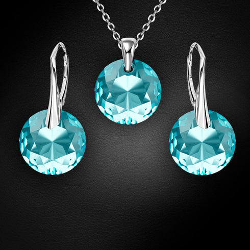Sudraba komplekts "Marianna (Aquamarine)" ar Swarovski™ kristāliem